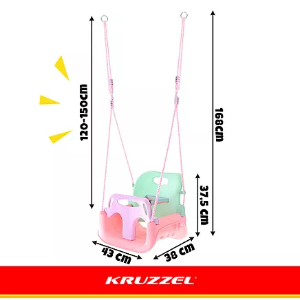 Kruzzel 3-in-1 pastel childrens swing