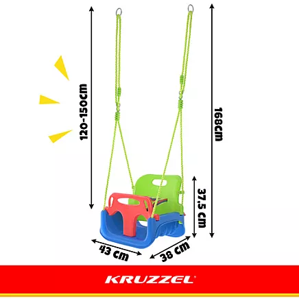 Kruzzel 3-in-1 green and blue childrens swing