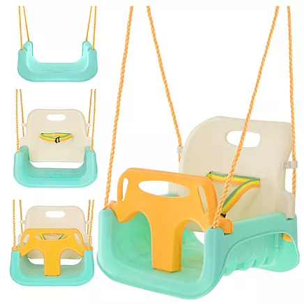 Kruzzel 3-in-1 Cream and Turquoise Childrens Swing