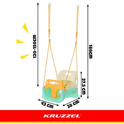 Kruzzel 3-in-1 Cream and Turquoise Childrens Swing