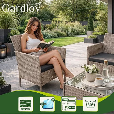 Beige rattan garden furniture Gardlov 26909
