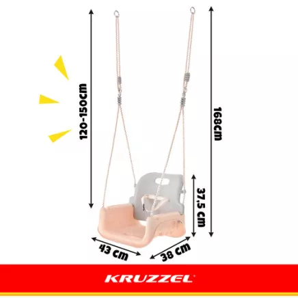 Kruzzel 3-in-1 gray-beige childrens swing