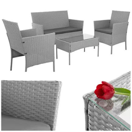 Meble ogrodowe rattanowe szare Gardlov 26910