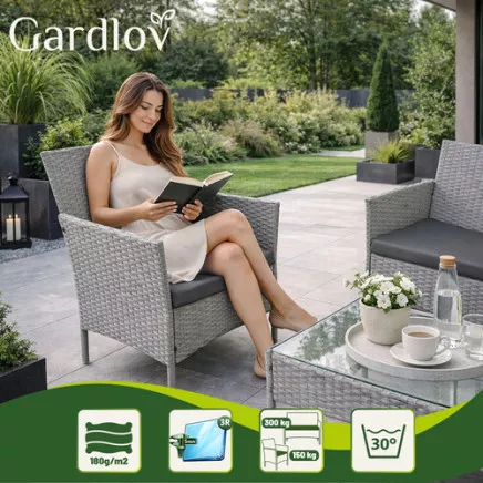 Meble ogrodowe rattanowe szare Gardlov 26910