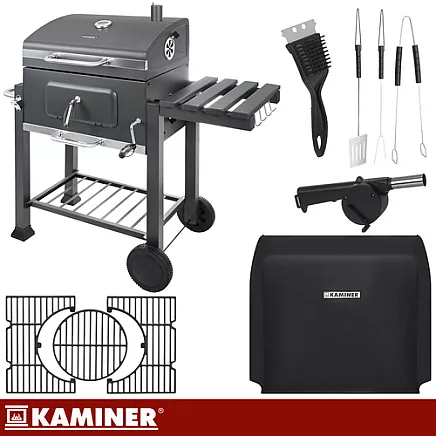 Grill ogrodowy z pokrywą 114x67x120cm Kaminer
