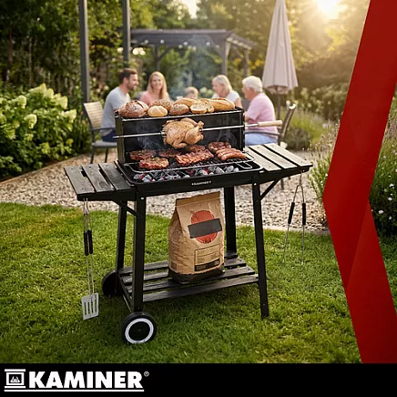 Grill ogrodowy z rożnem 93x41x86cm Kaminer
