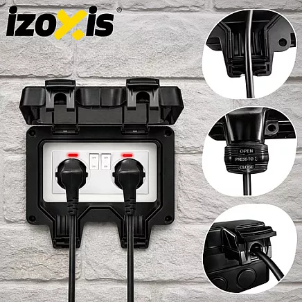 Double external socket 17x11x10cm Izoxis