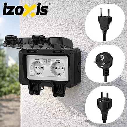 Double external socket 17x11x10cm Izoxis