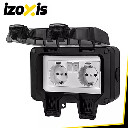 Double external socket 17x11x10cm Izoxis