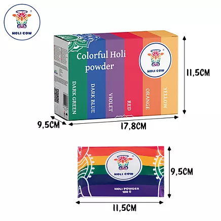 Holi Color Powder Set 6x100g Holi Cow 27335