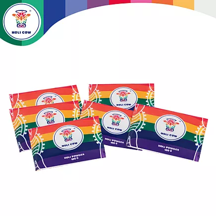 Holi Color Powder Set 6x100g Holi Cow 27335