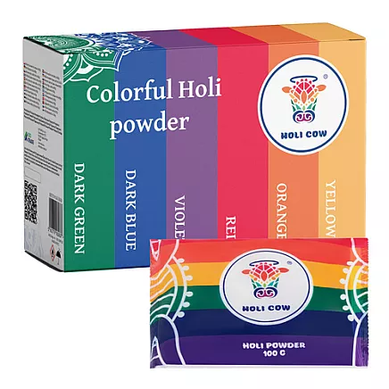 Holi Color Powder Set 6x100g Holi Cow 27335