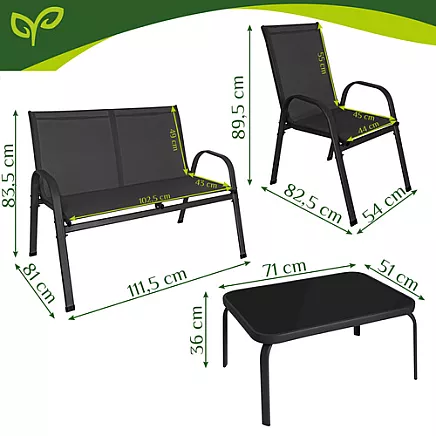 Balcony furniture set - black Gardlov