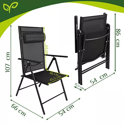Gardlov black folding garden chair, 2 pieces