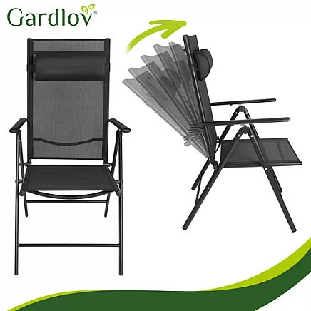 Gardlov black folding garden chair, 2 pieces