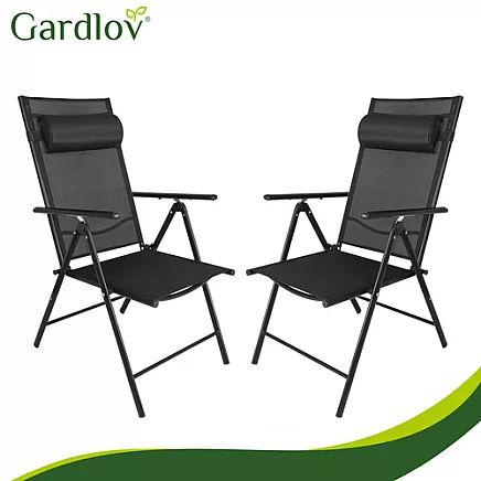 Gardlov black folding garden chair, 2 pieces