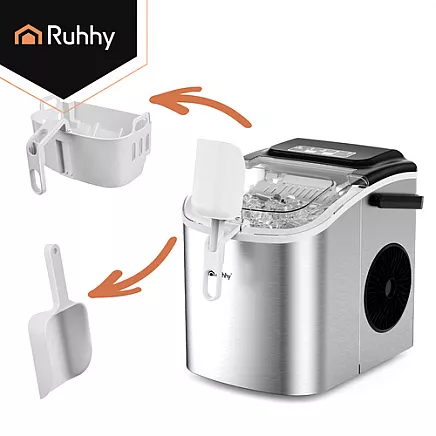 Ice cube maker 1.2l silver + Ruhhy scoop
