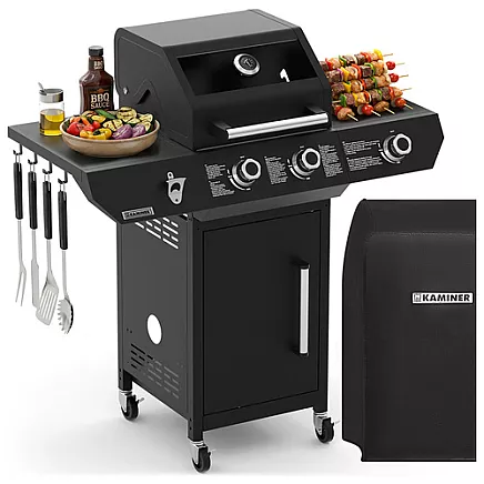 Gas grill 2+1 10kW Varen Black 3.0 Kaminer