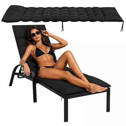 Gardlov black quilted garden lounger cushion