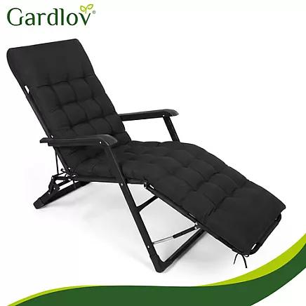 Gardlov black quilted garden lounger cushion