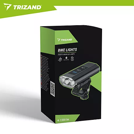 1300lm LED bike light + Trizand rear light