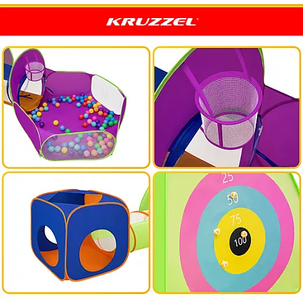 Kruzzel 5-in-1 Childrens Tent with Tunnels