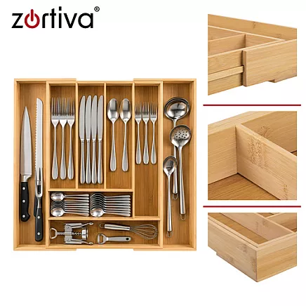 Bamboo drawer insert/organizer for Zortiva drawer