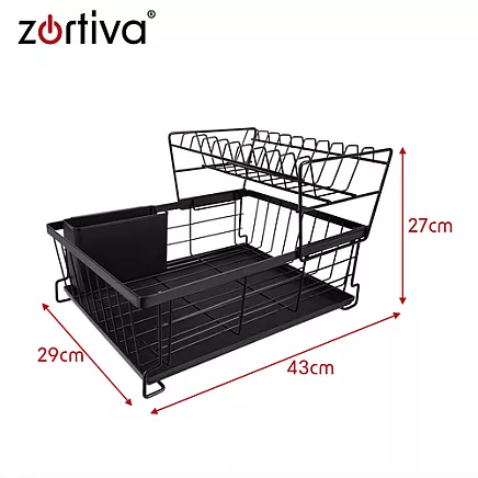 Zortiva two-level dish drainer