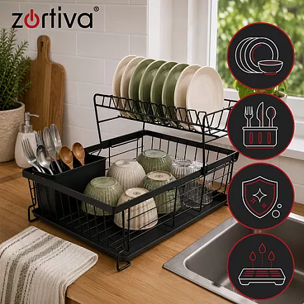 Zortiva two-level dish drainer