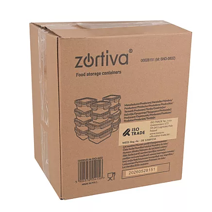 Pojemnik na żywność - zestaw 12 sztuk Zortiva