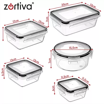 Pojemnik na żywność - zestaw 12 sztuk Zortiva