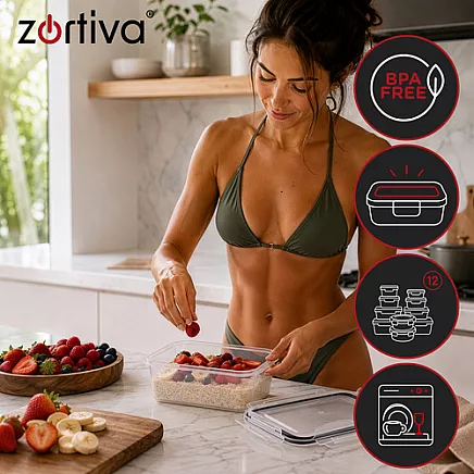 Pojemnik na żywność - zestaw 12 sztuk Zortiva