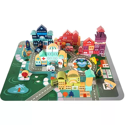 Wooden blocks - city 100pcs Kruzzel 19159