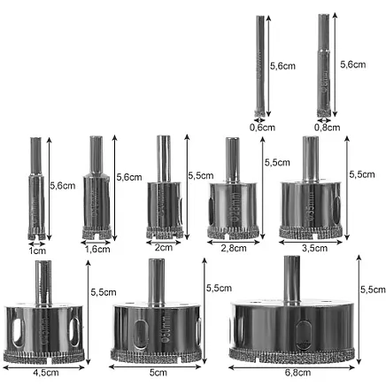 Diamond hole saws - set of 10 Bigstren 21641
