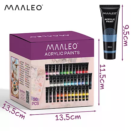Farby akrylowe 20ml - 36szt. Maaleo