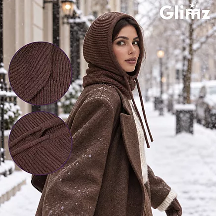 Winter hat/hood - brown Glimz