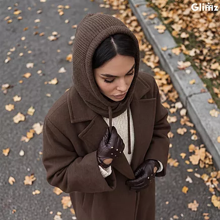 Winter hat/hood - brown Glimz