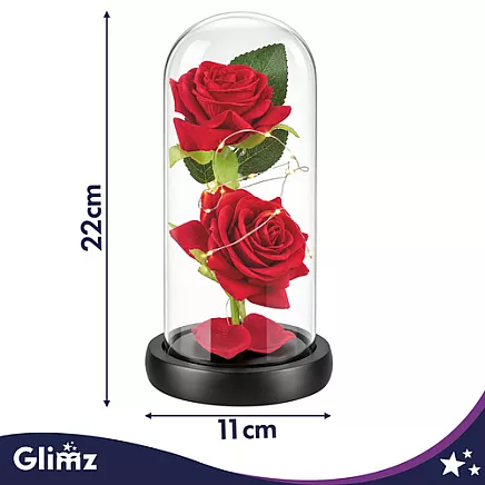 Rose in glass - luminous 22cm Glimz