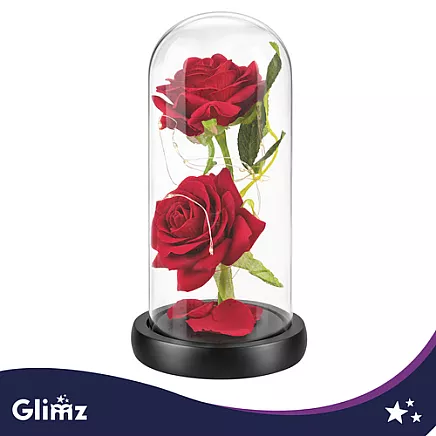 Rose in glass - luminous 22cm Glimz