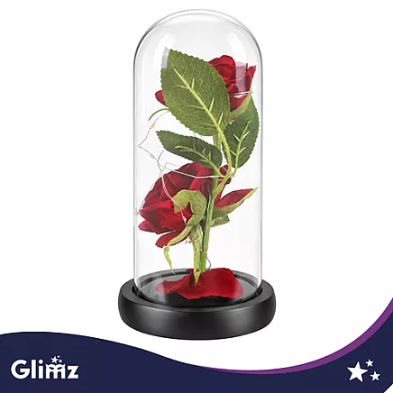 Rose in glass - luminous 22cm Glimz