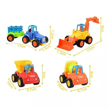 Traktor/ koparka/ wywrotka z napędem- zestaw 4szt.