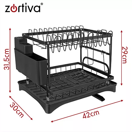 Zortiva two-level dish drainer