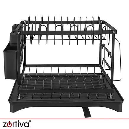 Zortiva two-level dish drainer
