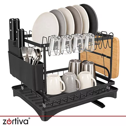 Zortiva two-level dish drainer