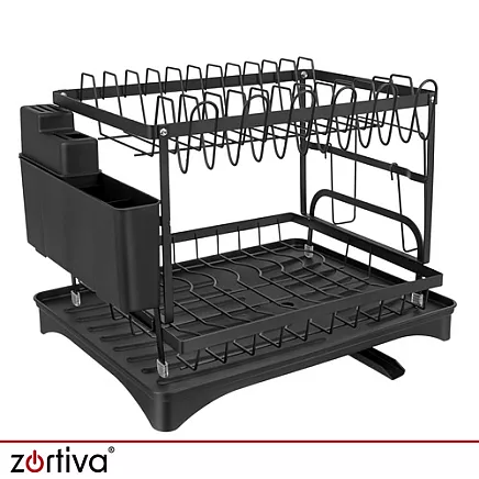 Zortiva two-level dish drainer