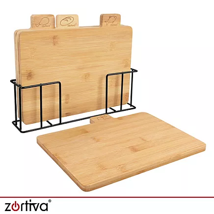 Bamboo chopping board - 4 pieces Zortiva
