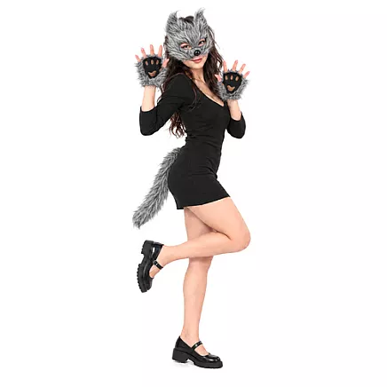 4-piece cat/fox costume, gray, Glimz