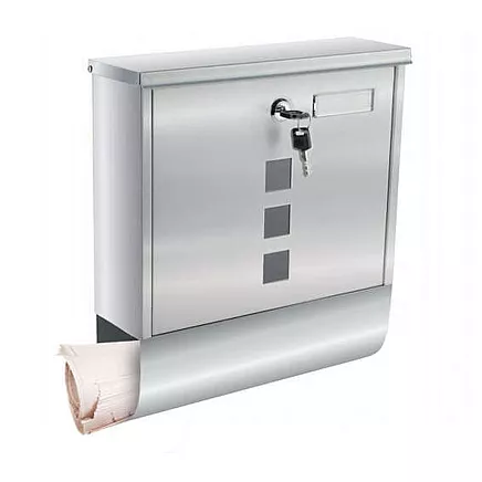 Liela sienas pastkastīte ar avīžu turētāju, A4, sudraba