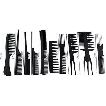 Frizieru ķemmes, profesionālās matu ķemmes, 10 gab.