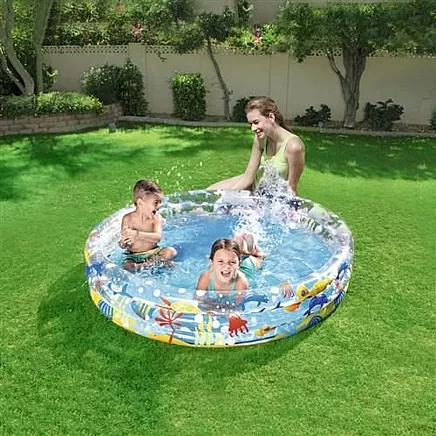 Безопасный и прочный детский надувной бассейн - 3-Ring Paddling Pool, 152x30cm, универсальный плавательный игровой центр для малышей